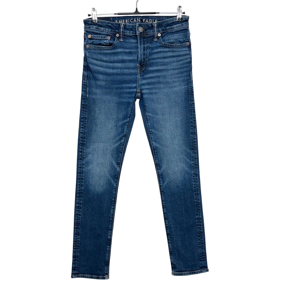 American Eagle Jeans Mens Measures 30X29 Tag 30x30 Blue Skinny Airflex+ Stretch